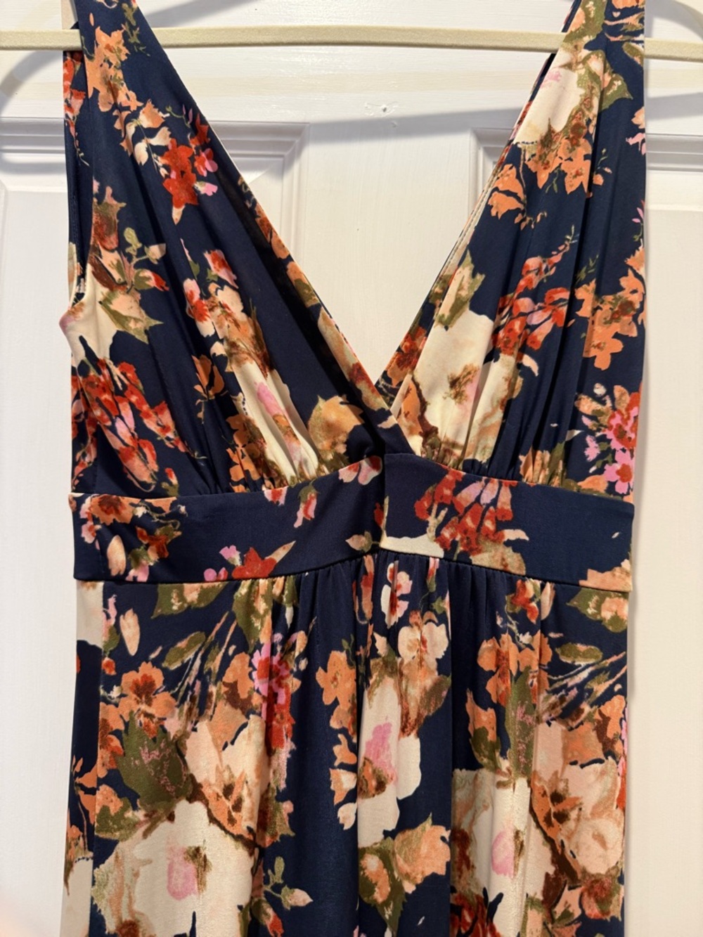 Lulu’s Navy Floral V-Neck Maxi Dress